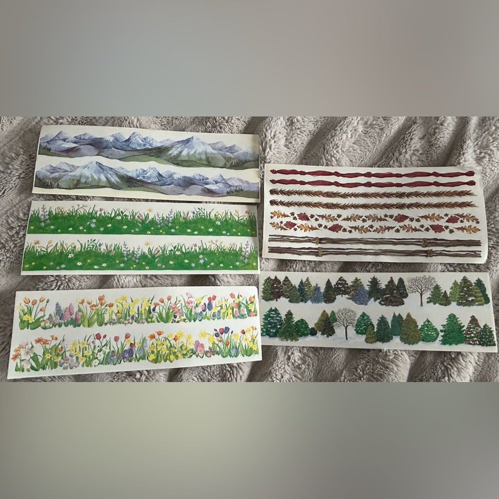 Sandylion Horizons Scrapbooking Border Stickers Vintage Mountains Meadows Fall